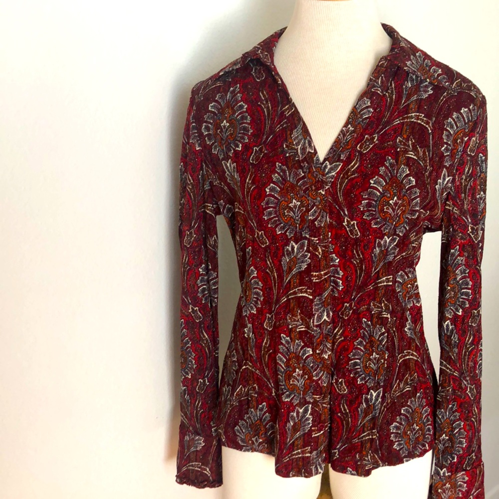 Vintage Paisley floral red I-N-C blouse.